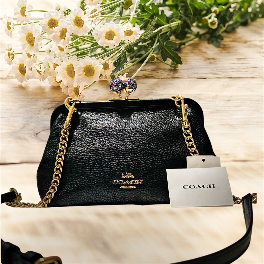 Rare Vintage style Coach Nora Kicelock Crossbody bag Black soft Leather - Picture 2 of 16